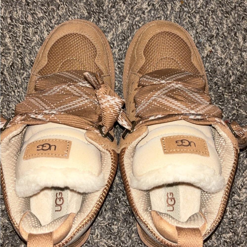 UGG Brown Sneakers with Plaid Accents